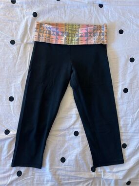 Vintage PINK Fold Over Crop Leggings